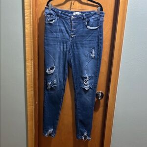 KanCan Distressed High-Rise Skinny Jeans-Flawed